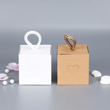 

10pcs Kraft Paper Package Cardboard Box Heart Shape Candy Gift Boxes Kraft Paper Wedding Gift Packaging Boxes Bags