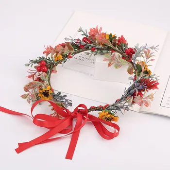 

New Spring Sunflower Hairband Simple Bride Bridesmaid Wedding Headdress Christmas Headdress Sweet Girl Vacation Photo Wreath
