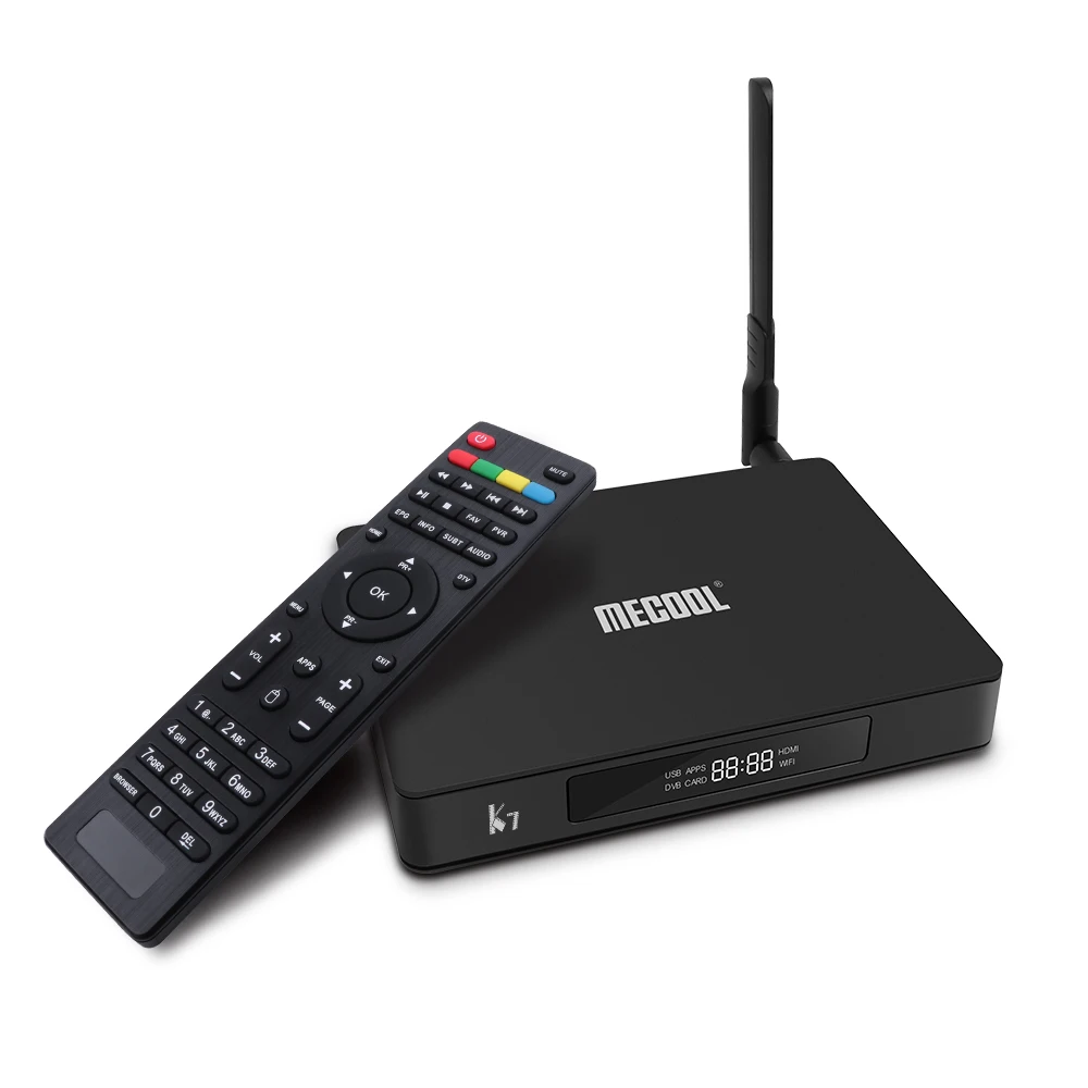 MECOOL K7 Smart Android 9,0 tv Box Amlogic S905X2 DVB-T2 DVB-S2 ТВ приемник 4 Гб DDR4 64 Гб rom 4K телеприставка DVB-C медиаплеер