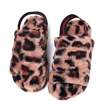 

Furry Slippers Flat Faux Fur Slides Shoes Comfortable Casual Plush Leopard Women Sandals For Ladies