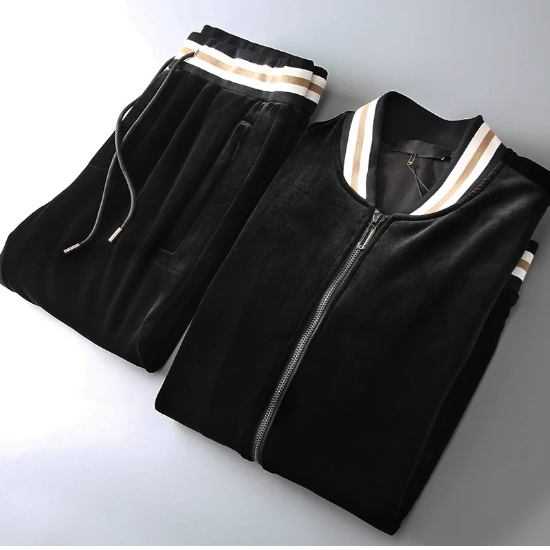 Mens Sets Velvet (sweatshirts+pants) Luxury Stand Collar Thick Men Hoodies Fashion Elastic Waist Man Pants Plus Size 5xl Mens Sets Velvet (sweatshirts+pants) Luxury Stand Collar Thick Men Hoodies Fashion Elastic Waist Man Pants Plus Size 5xl