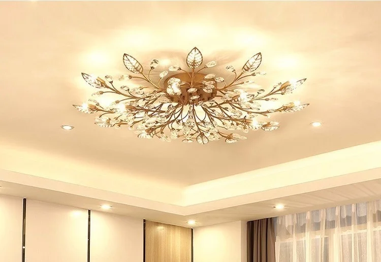 Modern LED Chandelier Fixtures For Living Room Crystal Lampshade Decor Home Lighting Black Gold Bedroom Lustre Ceiling Lamp