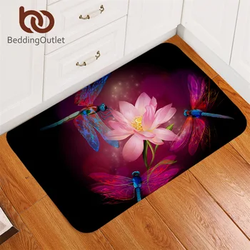 

BeddingOutlet Dragonfly Red Carpet Lotus Floral Living Room Rug 3D Insect Printed Area Rug Nature Beauty Alfombra Dormitorio