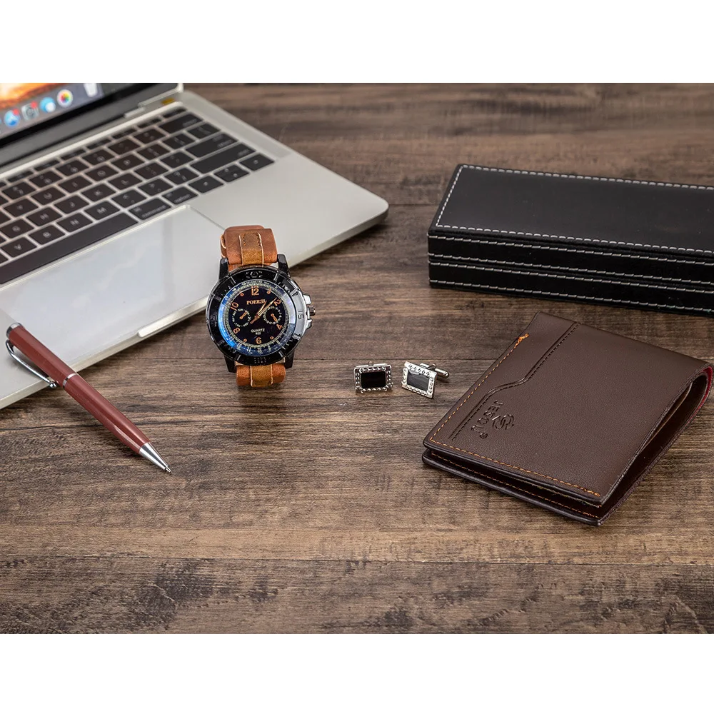 

Men's Gift Set Beautifully Packaged Watch + Wallet Cufflinks Pen Set Creative Combination Set