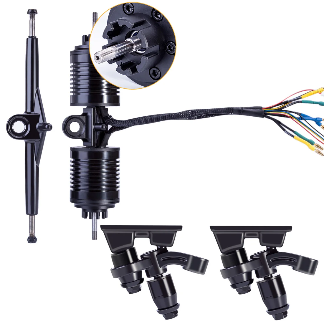 US $383.99 4Wheel Electric Skateboard Direct Drive Motor Kit Direct Drive Motor Adapter for ABEC Wheel Front Truck Double Kingpins