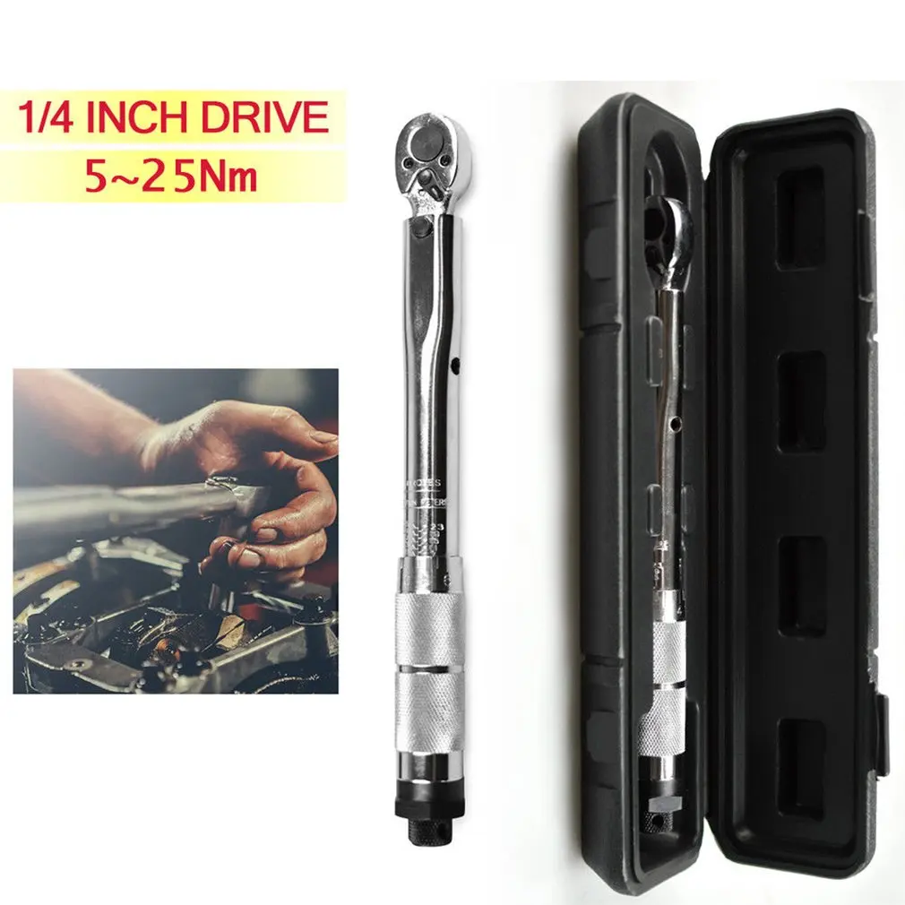 

1pcs 1/4 Inch 5 to 25nm Click Adjustable Torque Wrench Bicycle Repair Tools kit Set Bike Repair Tool Spanner Hand Tool Set Sale