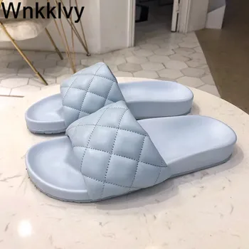 

Summer Beach Slippers Woman genuine leather thick bottom Flipflops Lazy Mullers Shoes Casual Outdoor Wear comfortable sandals