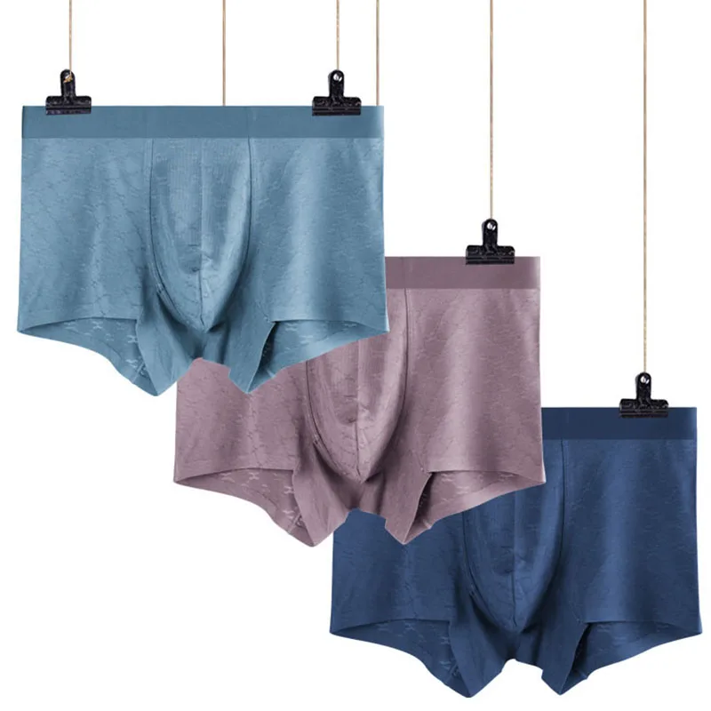 Men's Seamless Underwear Jacquard Plaid Breathable Midwaist Comfort