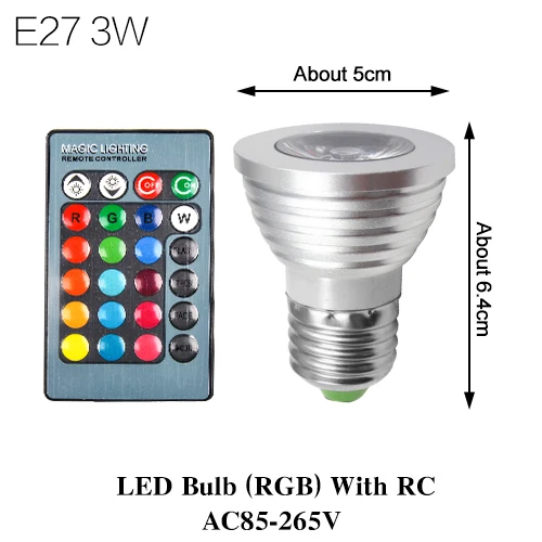Светодиодная лампа GU10/E27/MR16 5 Вт с пультом ДУ|led bulb|rgb led bulbbombillas |