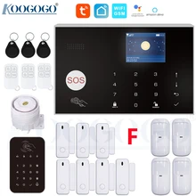 Système d'alarme de sécurité domestique sans fil, wi fi, GSM, 433MHz, avec clavier tactile, contrôle via application Tuya, compatible avec Alexa et Google Assistant
