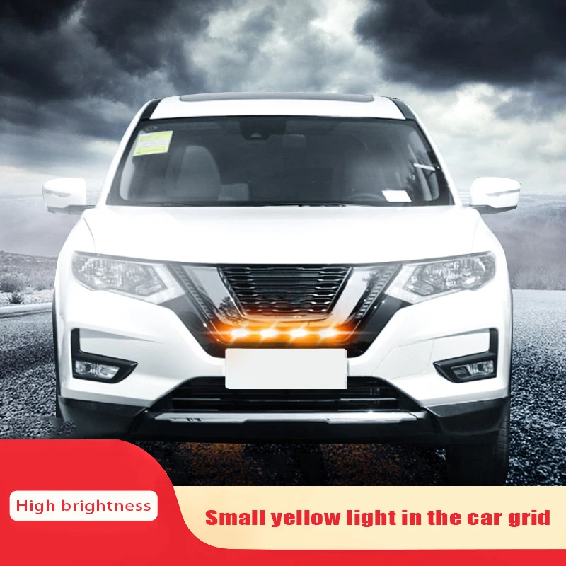 

Передняя решетка для Nissan X-Trail 6000-2017 Вт/TRD Pro, 2021 к, белый/желтый, 12 В