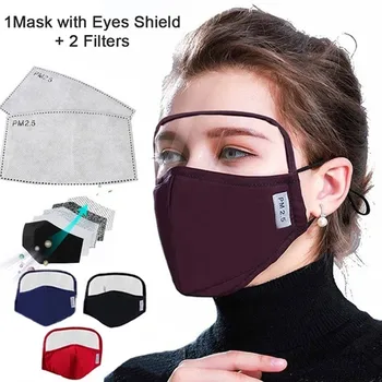 

1pc Face Cover With Eyes Covers +2pcs Replacement Filters Gasket Pad Cotton Dustproof Outdoor Face Protective mascarillas