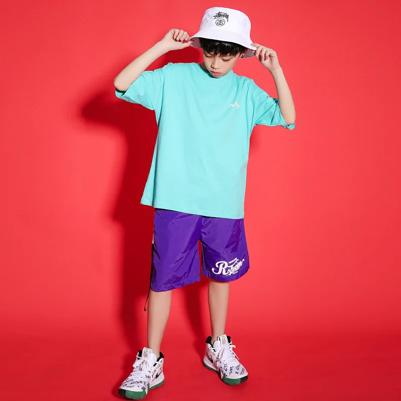 

Hip Hop Children Hip Hop Childrenswear BOY'S Summer Short Sleeve T-shirt Loose-Fit Clothes Children Hiphop Hip Hop Play