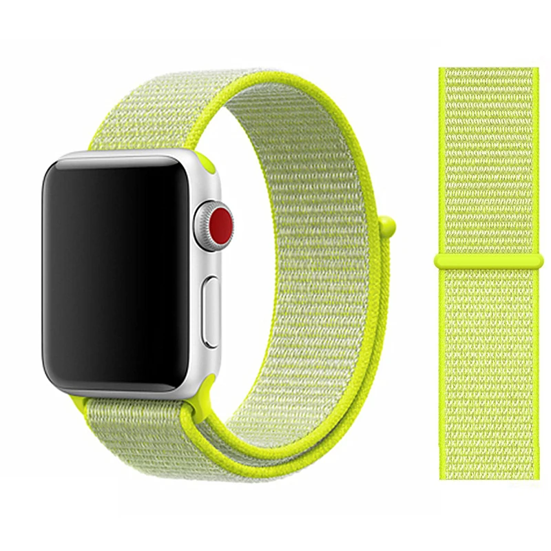 Light yellow Нейлоновый ремешок для apple watch 44 мм/40 мм 4 5 iwatch 42 мм/38 мм 3 2 1 браслет красочные спортивные аксессуары для часов - Цвет ремешка: Light yellow