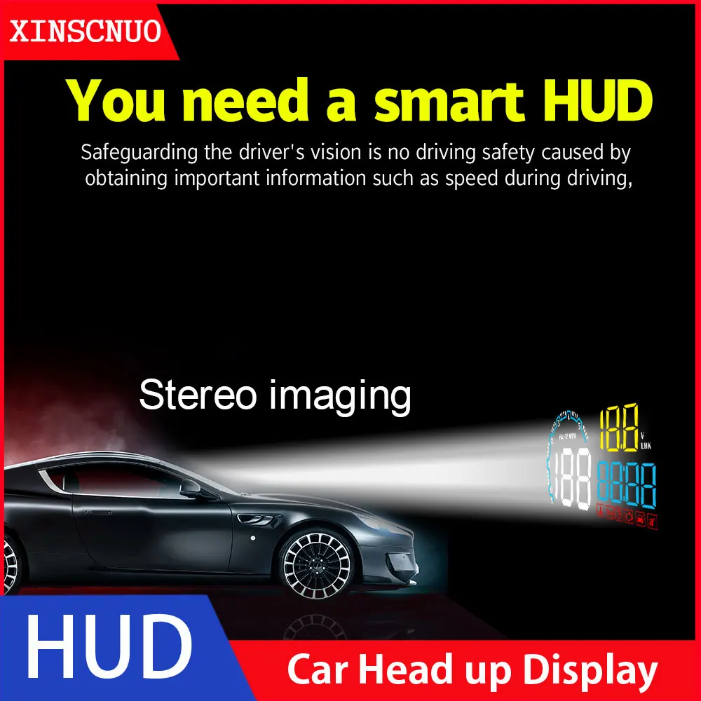 Car Electronic HUD Head Up Display OBD OBD2 Universal RPM Voltage Mileage Alarm Driving Car Windscreen Speed Projector