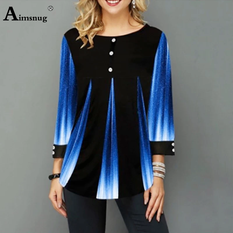 

Plus size 4xl 5xl 2019 Women New Autumn Street hipster Print Blue Tops Nine Points Sleeve Female T-Shirt Loose Ladies Tee Shirt