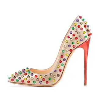 

Pointed color rivet high-heeled shoes high-heeled women's shoes