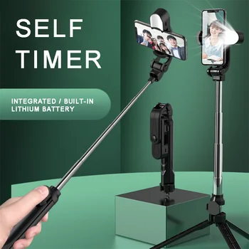 

Pohiks 1pc Extendable Hand Held Self Timer Portable bluetooth Selfie Stick Tripod With Three-stop Adjustable Fill Light