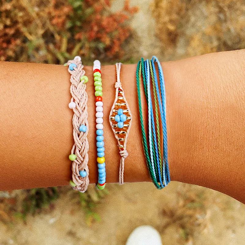 

4 Pcs/set Boho Beads Bracelet For Women Rope Chain Multicolor 2019 Fashion Creative Design Friendship Bracelets Accessories