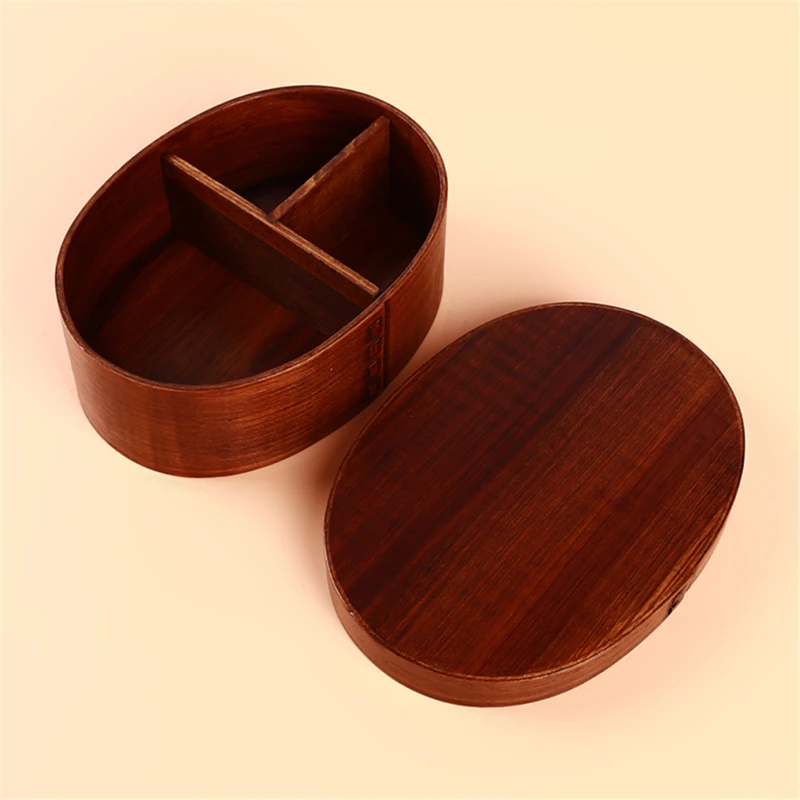 Single/double Layer Log Color Portable Box Lunch Box Wooden Bento Food Container Kitchen Accessories