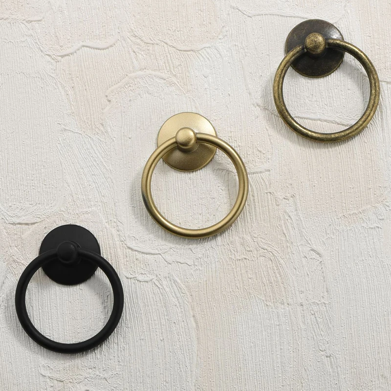 furniture handles 2Pc Vintage Round Ring Furniture Door Pull Handle Alloy Cabinet Dresser Drawer Knobs Handle Cupboard For Jewelry Box Door Ring