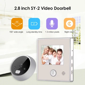 

2.8 inch LCD Digital Doorbell Night Vision 150 Degree Electronic Door Eye Video Camera Ring for Household Bedroom Security