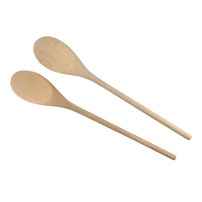 Beech Wood Stirring Spoon Solid Spoon 2PCS Set Cooking Mixing Stirring Kitchen Gadget Wooden Utensil Wooden Cuisine Tools