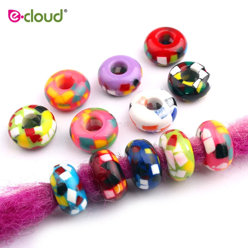 Acrylic Hair-Beads Braids-Accessories Colorful for DIY Dreadlock 20pc/Lot Gradual-Change