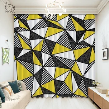 

Yellow And Gray Lattice Geometric Window Curtain Available European Curtains Girl Room Modern Living Room Curtains Micro Shading