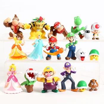 

Super Mario Bros Mario Luigi toad Bowser Yoshi Peach Daisy Goomba Koopa wario Donkey Kong Blooper Mini PVC Figures Toys set