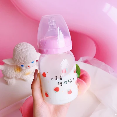 Милый котенок мультяшная бутылка для молока чашка воды с калибровочным стеклом