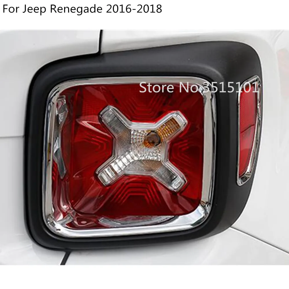 

For Jeep Renegade 2016 2017 2018 2019 Car Detector ABS Chrome Cover Trim Back Tail Rear Light Lamp Frame Parts 4pcs