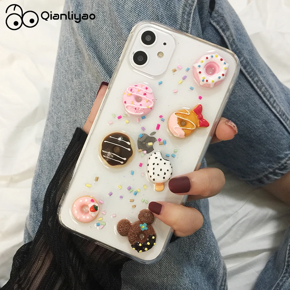 Qianliyao Cartoon 3d Doughnut Cake Phone Case For Iphone 12 11 Pro Max Xr X Xs Max 7 8 Plus Se Cute Dessert Soft Silicone Case Phone Case Covers Aliexpress