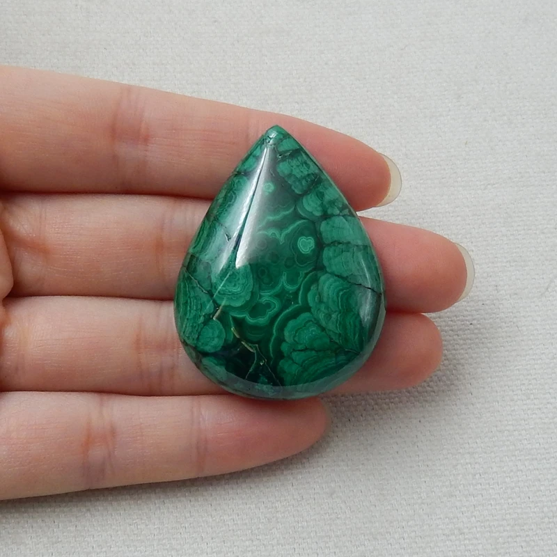 Natural Stone Malachite Teardrop Shape Trendy DIY Jewelry Cabochon Flatback Pendant Necklace Accessories 43x33x9mm 29.4g