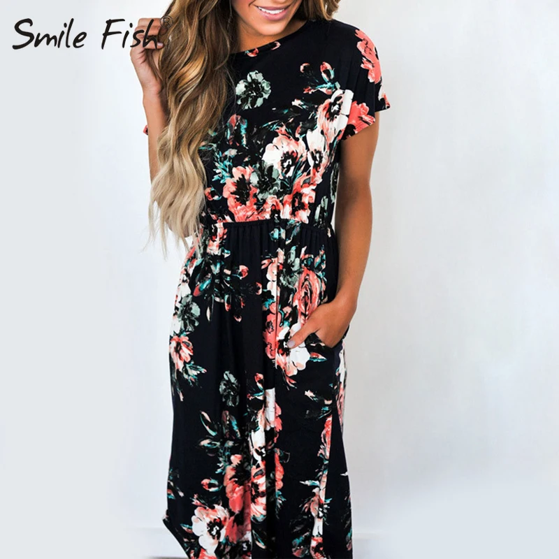 Женское платье с цветочным принтом коротким рукавом и рукавом|vestidos plus|dress loosefloral