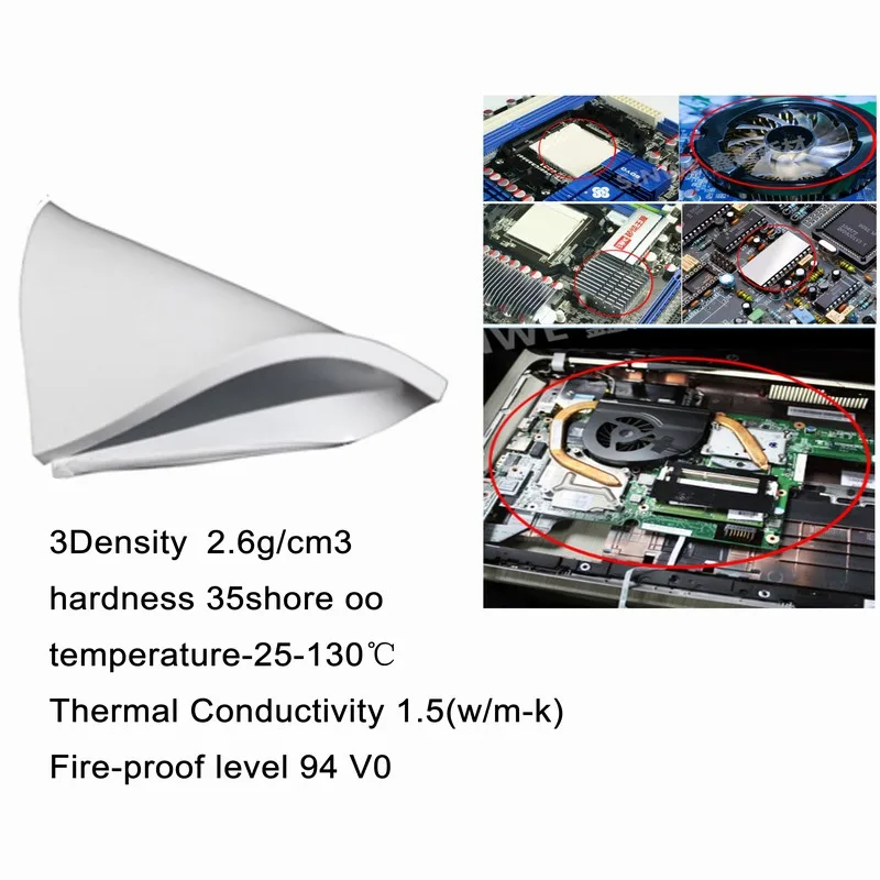 2 шт Gdstime 100 мм x 100 мм x 1 мм 0,1 см толщина белая Теплопроводящая силиконовая прокладка