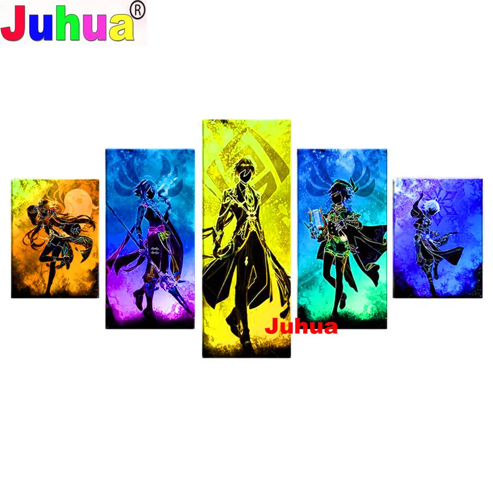 

Diy Diamond painting Abstract dark warrior Boys Full Square/Round Drill picture of rhinestone,mosaic diamond embroidery 5 Panel