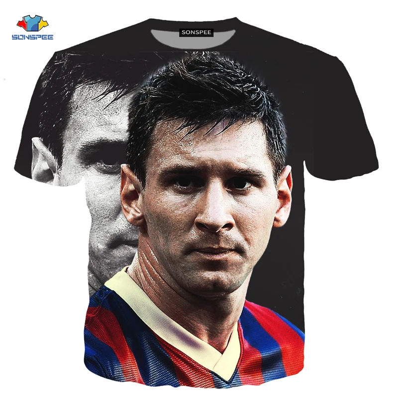 SONSPEE/Мужская рубашка Футболка Messi Летняя модная футболка с короткими рукавами и 3D