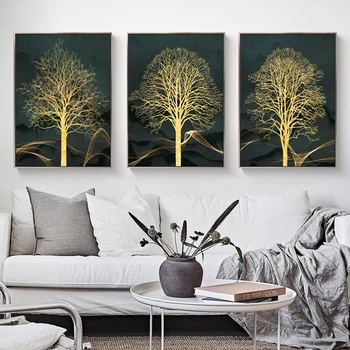 

Decorative Painting Abstract Golden Rich Tree Art Poster Print Picture Home Decor Living Bed Room Decoration Wall Picture