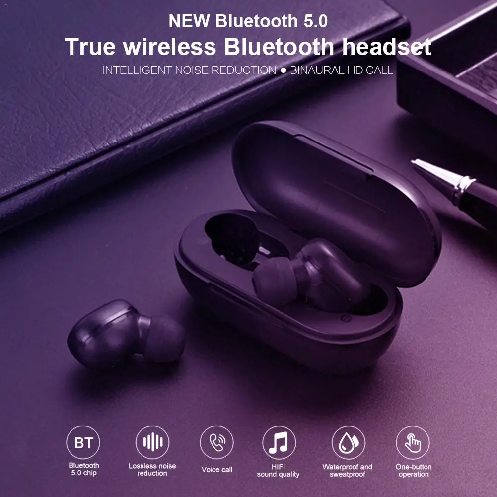 A6X Mini TWS Twins True Wireless In-ear Bluetooth 5.0 Earphones Sports Stereo Earbuds Headset with Mic 280mAh Auto Charging Box