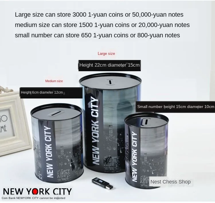 Nordic Large Piggy for Paper Money Safe Metal Bank Adult Cash Box Coin Kids Money Saving Coin Jar Tirelire Enfant France FP004