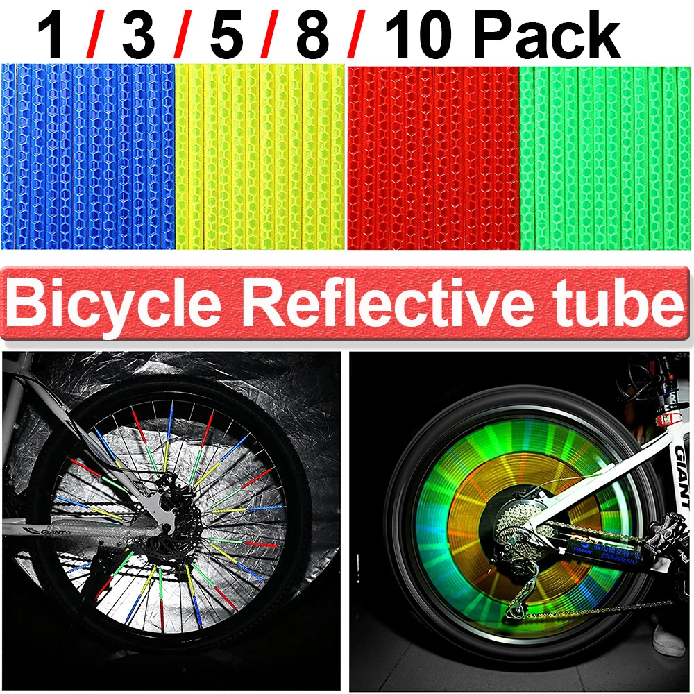 

3Pcs Bicycle Reflective Tube Mountain Bike Riding Wheel Rim Spoke Mount Clip Tube Warning Light Strip Reflector Reflective D30