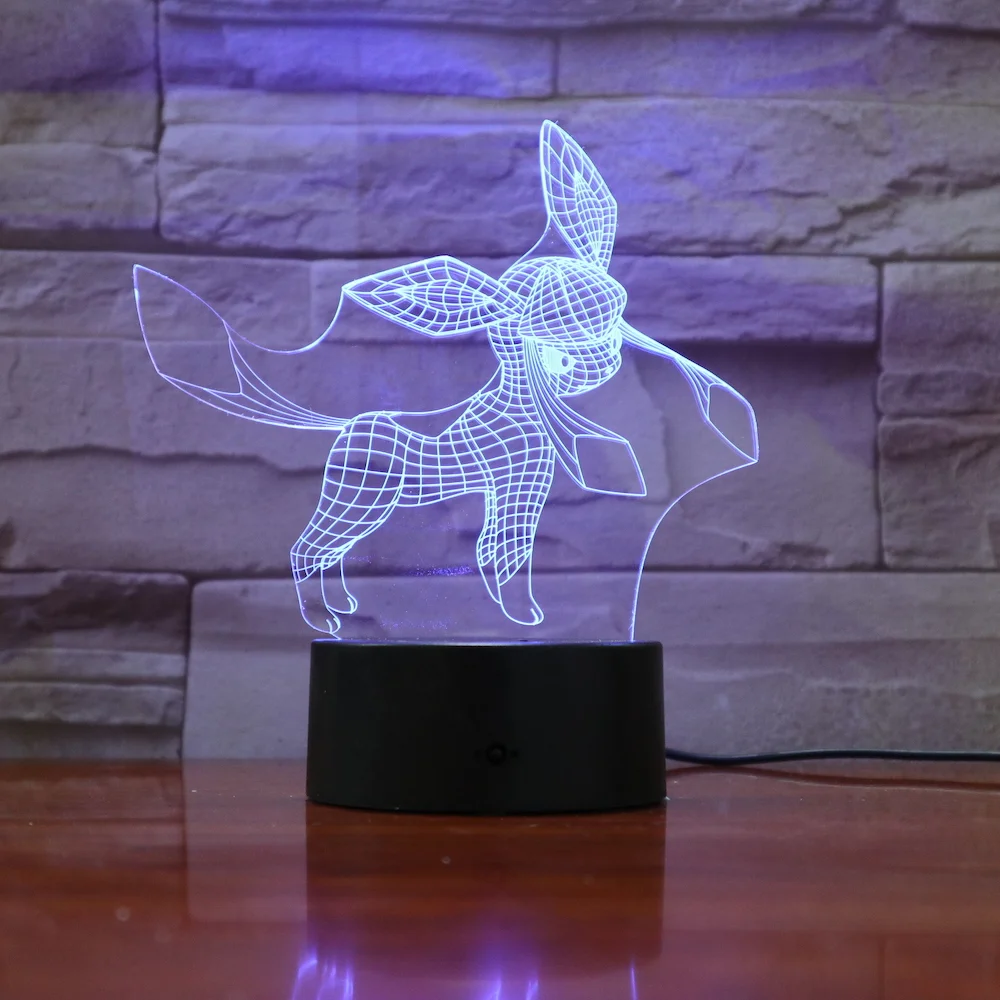 Pokemon Go Glaceon рисунок детский Ночной светильник светодиодный сенсорный датчик батарея ночной Светильник праздничный подарок Спальня 3d лампа Eevee family