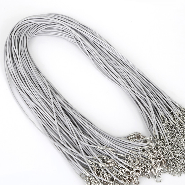 1.5/2mm Cotton Waxed Cord Adjustable Braided Rope String Necklace Chain with Lobster Clasp DIY Jewelry Making Handmade
