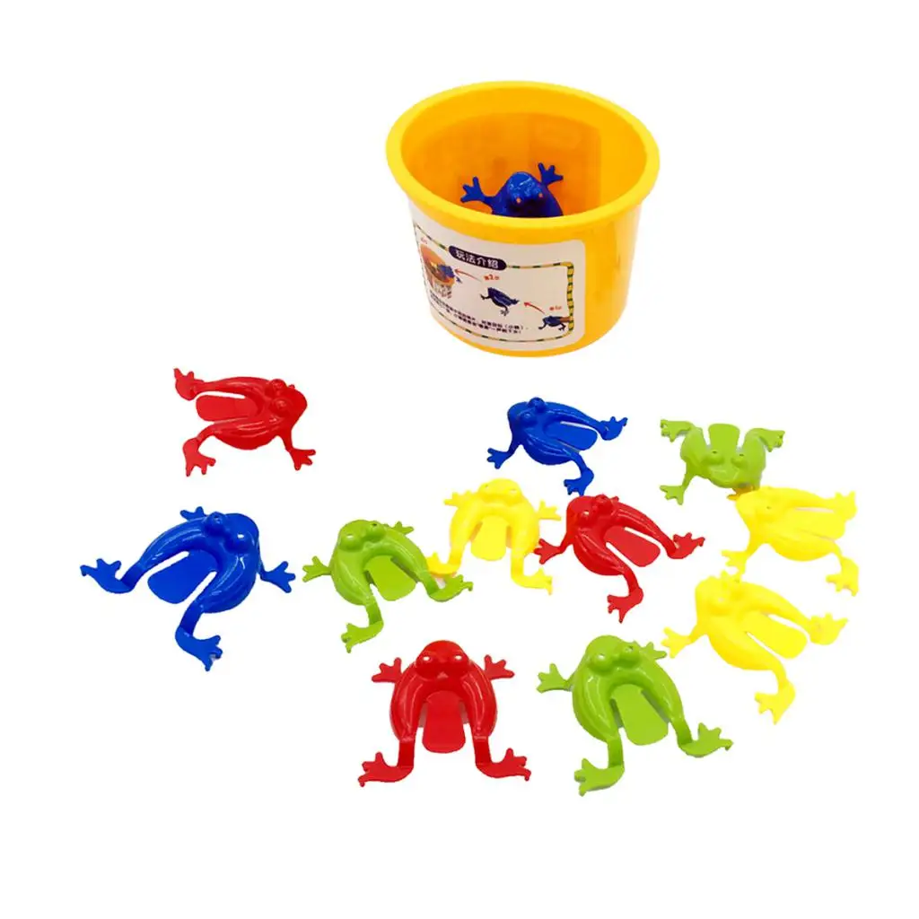 12pieces Assorted Jumping Frog Toy With Bucket Game Kids Party Favors