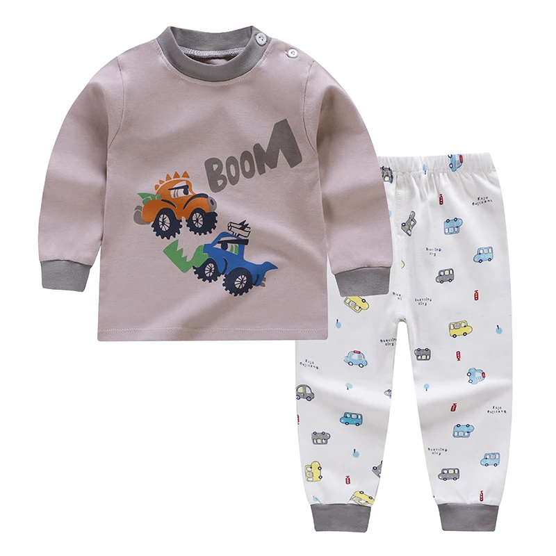 Cartoon Print Baby Boys Girls Pajamas Sets Cotton Toddler Sleepwear Autumn Winter Long Sleeve Tops+Pants 2pcs 1-3 Years Old - Color: P58