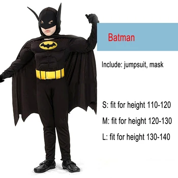 Tanie Dziecko Superbohater Mięśni Kostium Batmana Halloween Purim Party Fantasy Przebranie