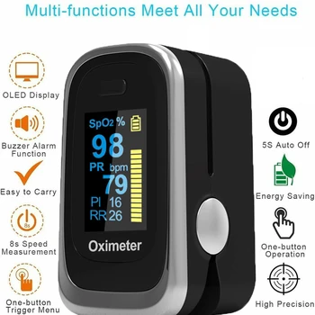 

OLED SPO2 PR PI Heart Rate Monitor Blood Oxygen Monitor Finger Pulse Oximeter Oxygen Saturation Monitor Without Battery