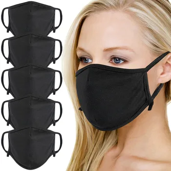 

Mascarilla 5pcs Adult Black Masks Washable Reusable Mouth Mask Windproof Facemask Cycling Outdoor Mouth Caps Washable