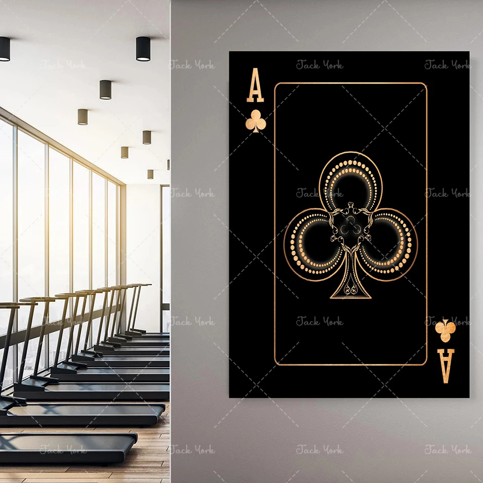 

Ace of spades abstract gold and silver playing cards HD print club club bar restaurant decoration poster